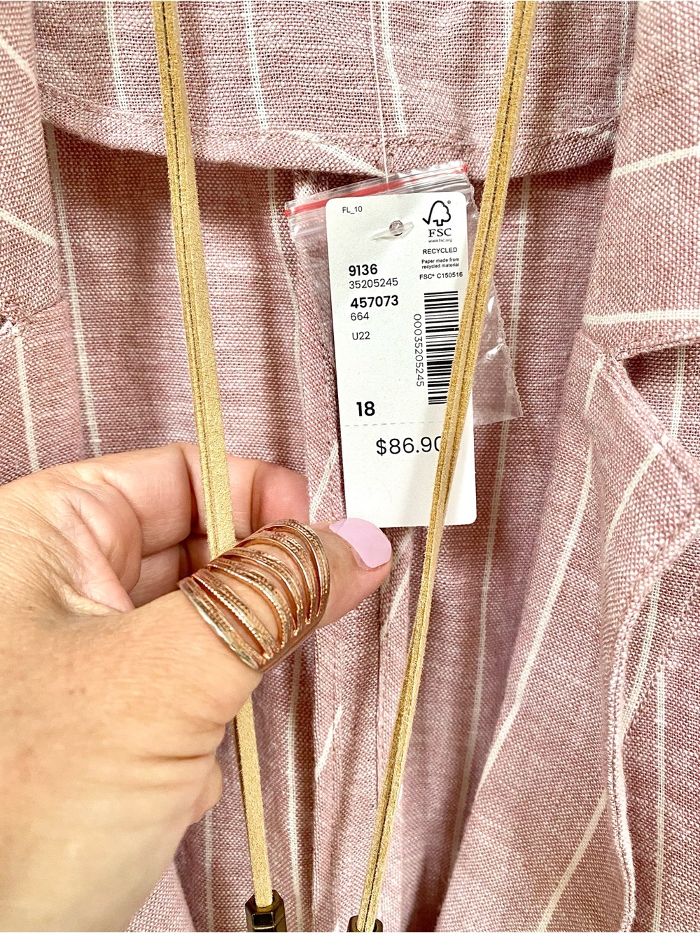 Blush LINEN boho blazer w resort vacay shabby chic summer vibe - Picture 3 of 15